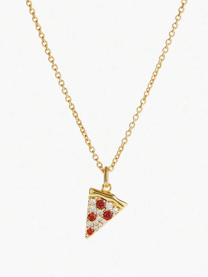 Cubic Zirconia Pizza Charm Necklace | SHEIN