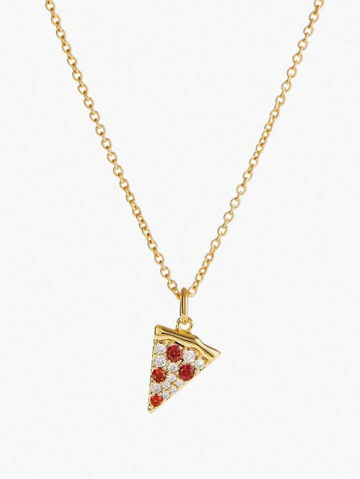 Cubic Zirconia Pizza Charm Necklace | SHEIN