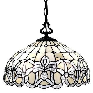 Tiffany Style 16 in. W 2-Light White Vintage Pendant Lamp AM294HL16B - The Home Depot | The Home Depot