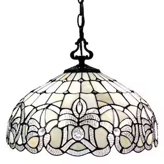 Tiffany Style 16 in. W 2-Light White Vintage Pendant Lamp AM294HL16B - The Home Depot | The Home Depot