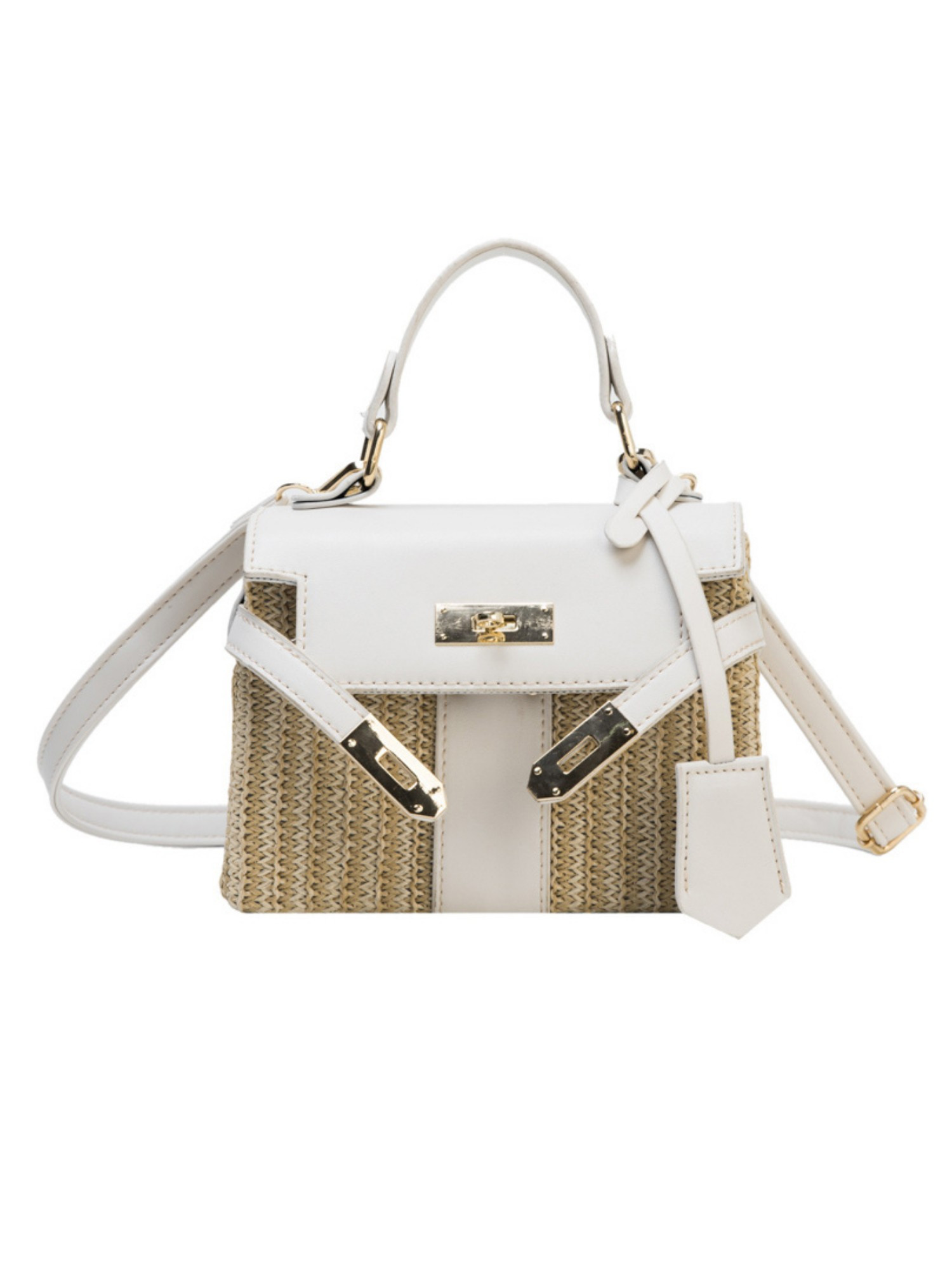 'Nola' Leather & Rattan Bag with Top Handle (5 Colors) | Goodnight Macaroon