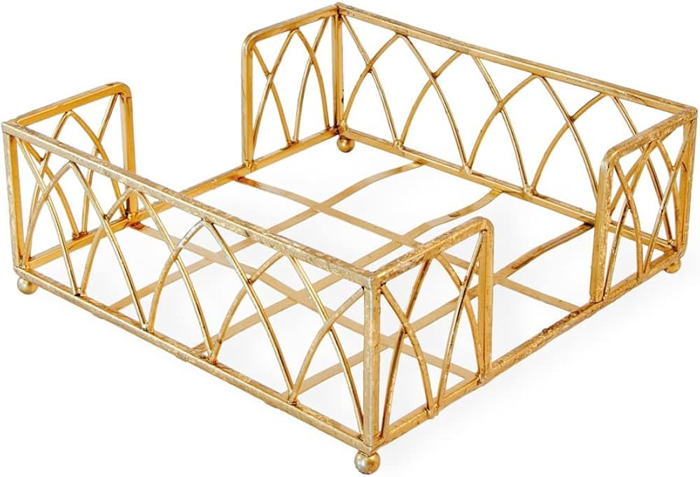 Boston International Arch Design Lunch Napkin Holder Caddy, 6.75 x 6.75-Inches, Gold Leaf | Amazon (US)
