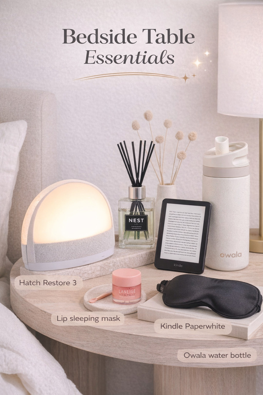 Bedside table essentials I use on repeat ✨ Cozy, practical, and pretty little favorites that make my nighttime routine feel more calming and put together. From a sleep clock and diffuser to lip care, reading, and hydration, these are the things I reach for every night.

#LTKHome #NightRoutine #BedsideTableEssentials #CozyHome #BedroomFavorites #SelfCareFavorites #LTKFinds #HomeFavorites #NightstandStyling #LTKStyle 

 #LTKselfcare