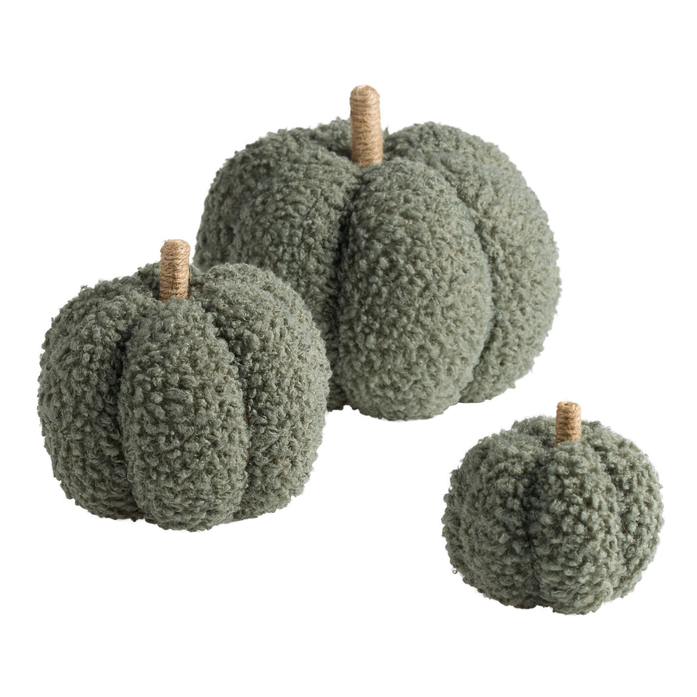 Green Boucle Fabric Pumpkin Decor | World Market