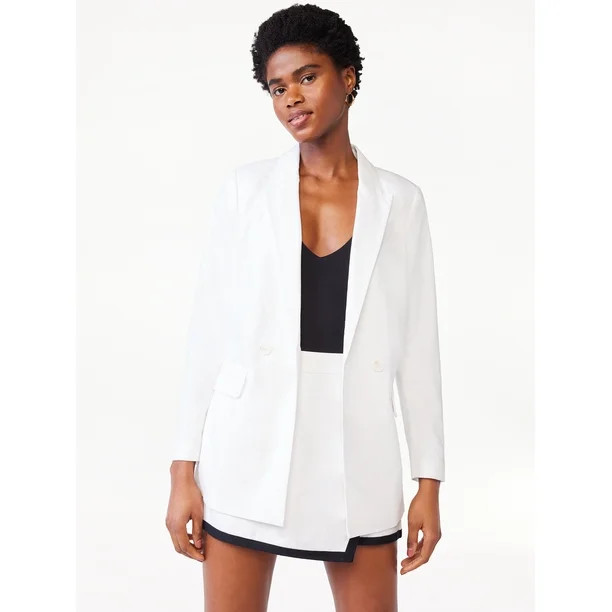 Scoop Women's Boyfriend Linen Blazer - Walmart.com | Walmart (US)