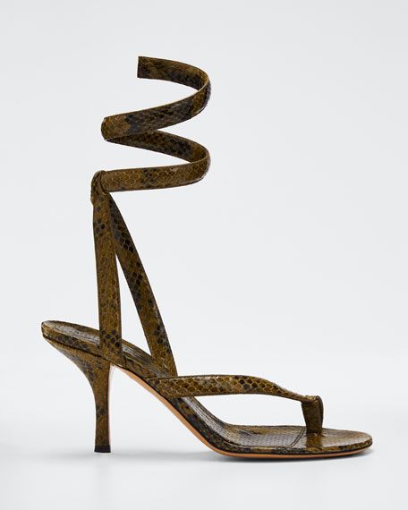 Bottega Veneta Python-Print Coil Sandals | Bergdorf Goodman