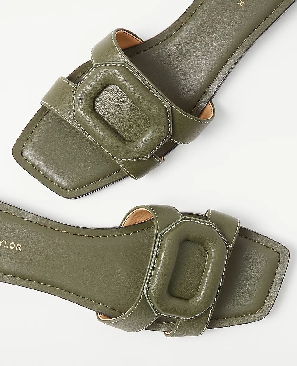 AT Weekend Leather Buckle Slides | Ann Taylor (US)
