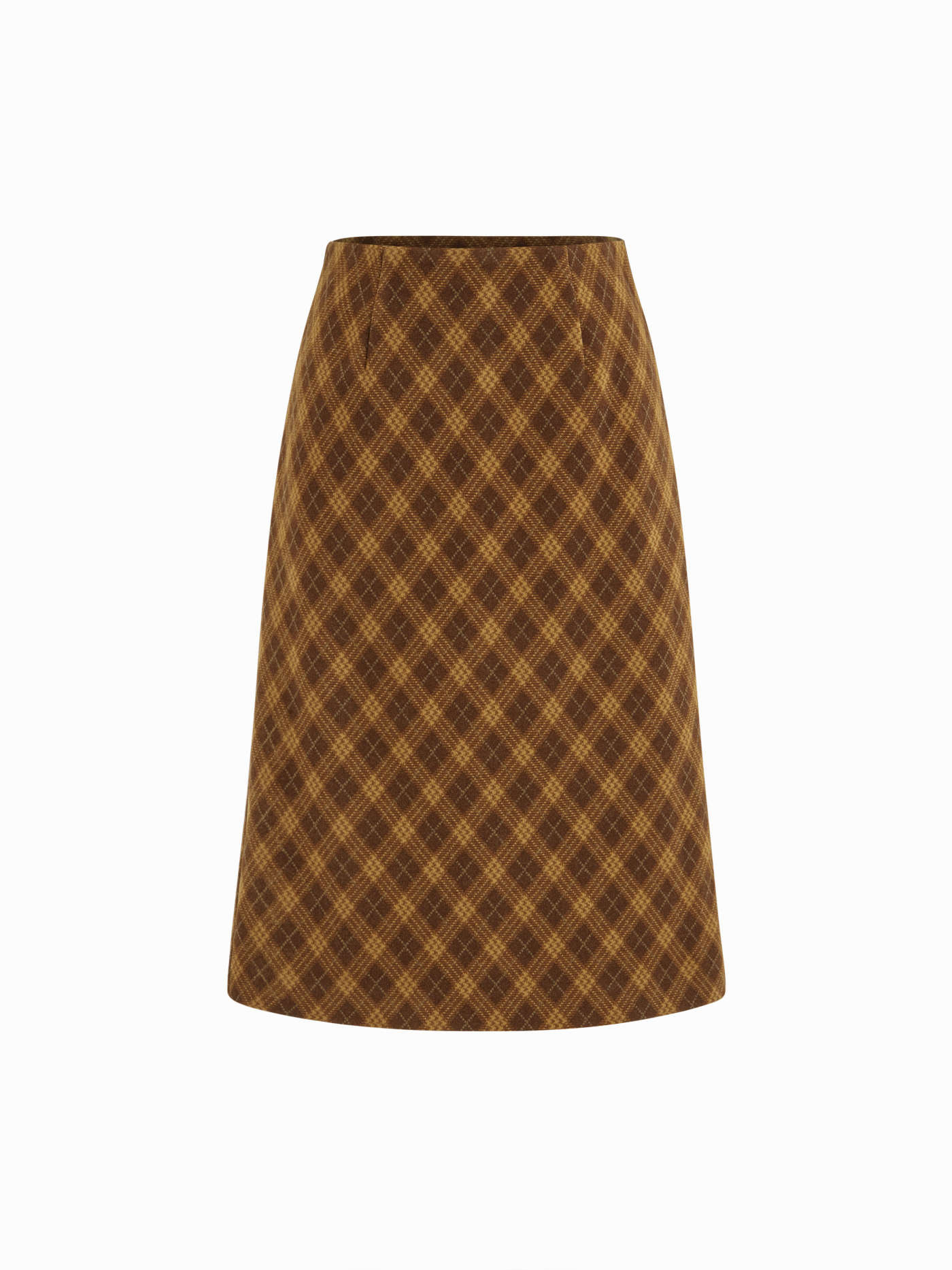 Wool-like fabrics Wool-look Plaid Mid Rise A-line Midi Skirt For Daily Casual | Cider