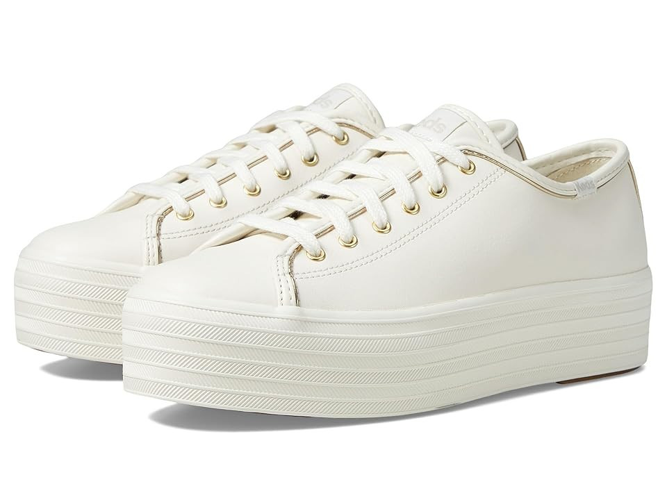 Keds Triple Up Leather Women's Shoes White/Gold : 10.5 B - Medium | Zappos