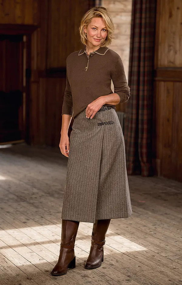 Ladies Chalkstripe Contemporary Kilt | The House of Bruar