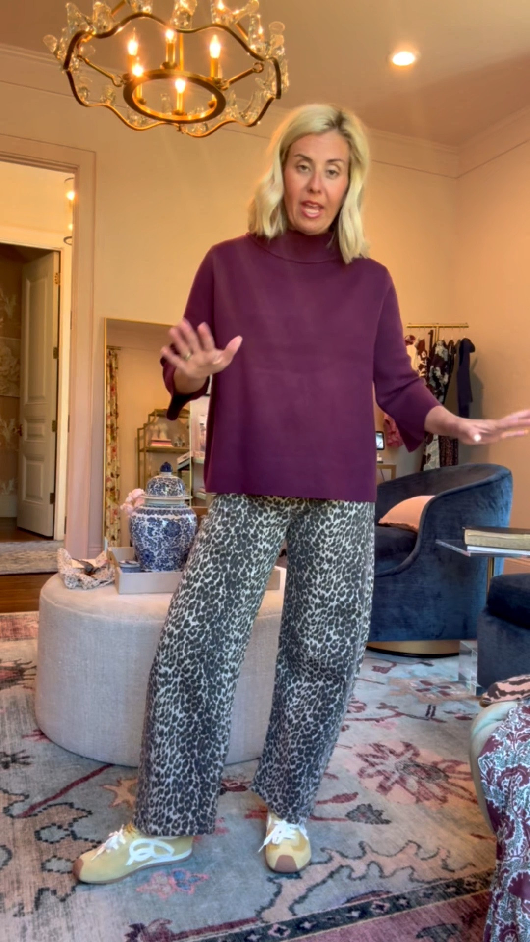 This plum color with the leopard is such a yes!! 

Sweater - xs
 Jeans - 25 (size down) 
Sneakers - 8 tts

*Code mixandmatch15 for 15% off 1st order at Avara

#LTKOver40 #LTKSeasonal #LTKdayinmylife