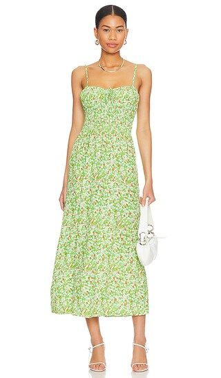 Caprera Midi Dress in Lou Floral Print Green | Revolve Clothing (Global)