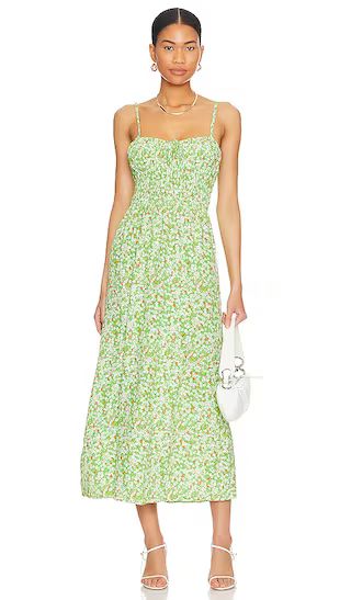 Caprera Midi Dress in Lou Floral Print Green | Revolve Clothing (Global)