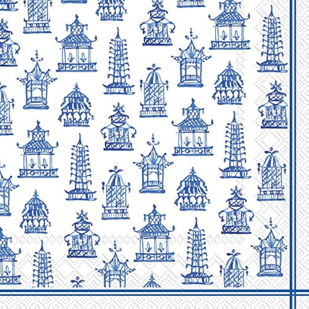 Boston International Rosanne Beck 3-Ply Paper Napkins, 20-Count Lunch Size, Blue Pagoda Blue | Amazon (US)