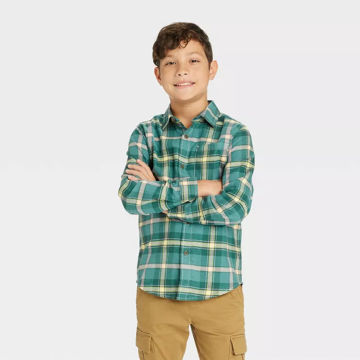 Boys' Button-Down Long Sleeve Flannel Shirt - Cat & Jack™ | Target