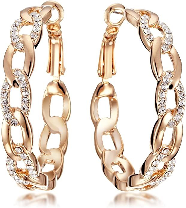 Gemini Women's Jewelry Gold Plated Hoop Pierced Earring for Women Valentine's Day Gifts Gm039Rg | Amazon (US)