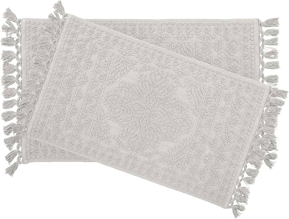 French Connection Nellore Bathroom Rugs, Set of 2 Woven and Beaded Bathroom Mats, Durable Non-Sli... | Amazon (US)