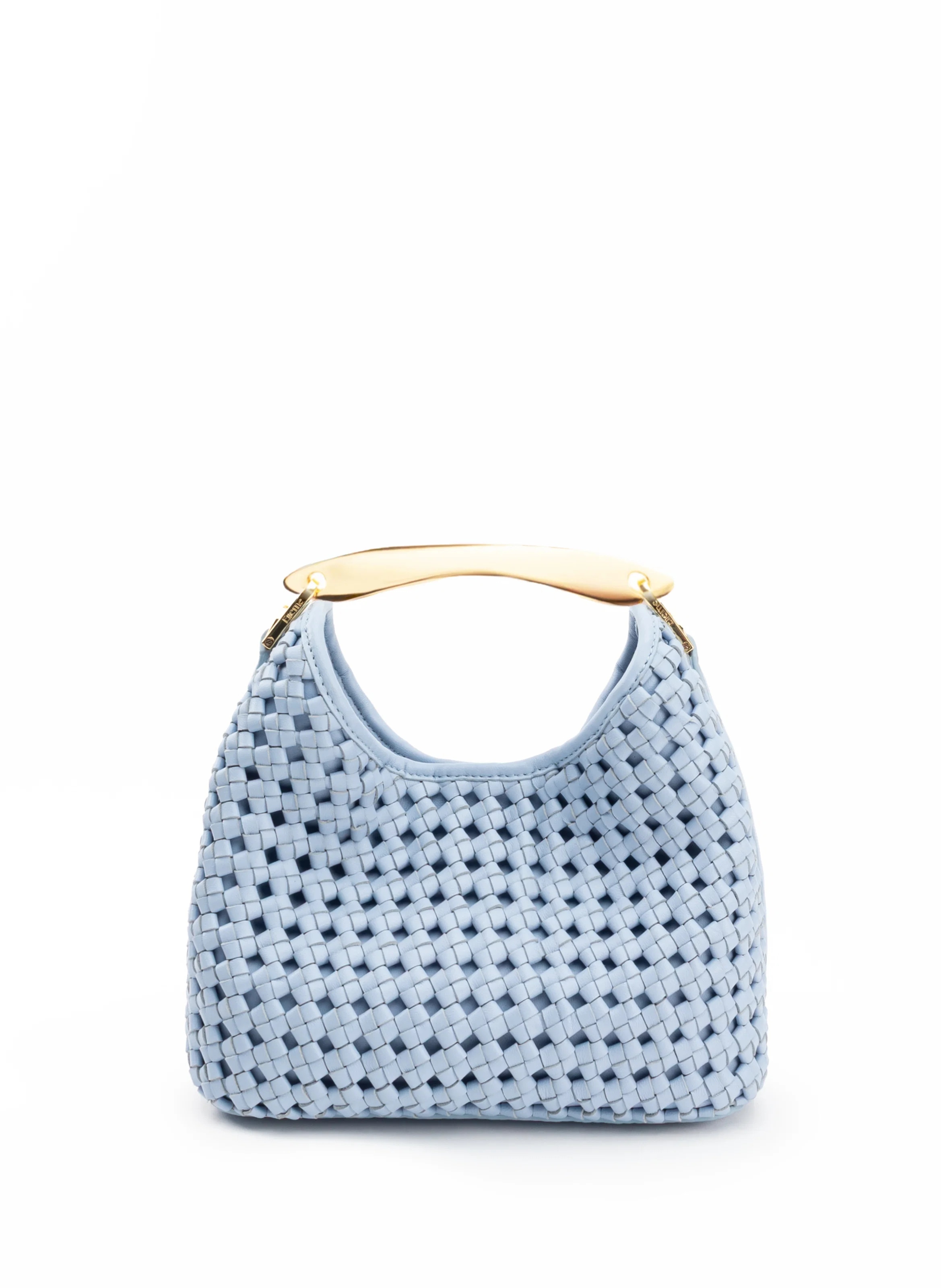 Small Boomerang Woven Leather Light Blue - Woven Handbags for Women - Elleme | Elleme