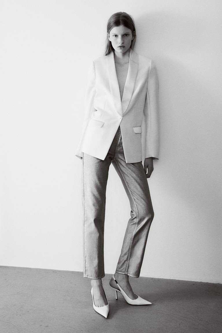 Coated Straight High Jeans - Argentato - DONNA | H&M IT | H&M (FR, IT, ES, PT, BE)