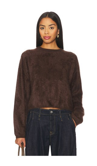 Soft Goat Brushed Crewneck Pullover in Brown. - size S | Revolve Clothing (Global)