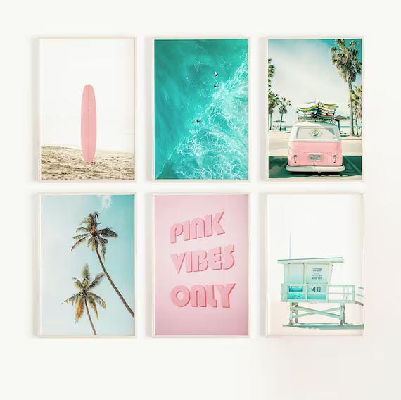 Beach Prints Set of 6 Combi Van Teen Girl Room Decor Dorm | Etsy | Etsy (US)