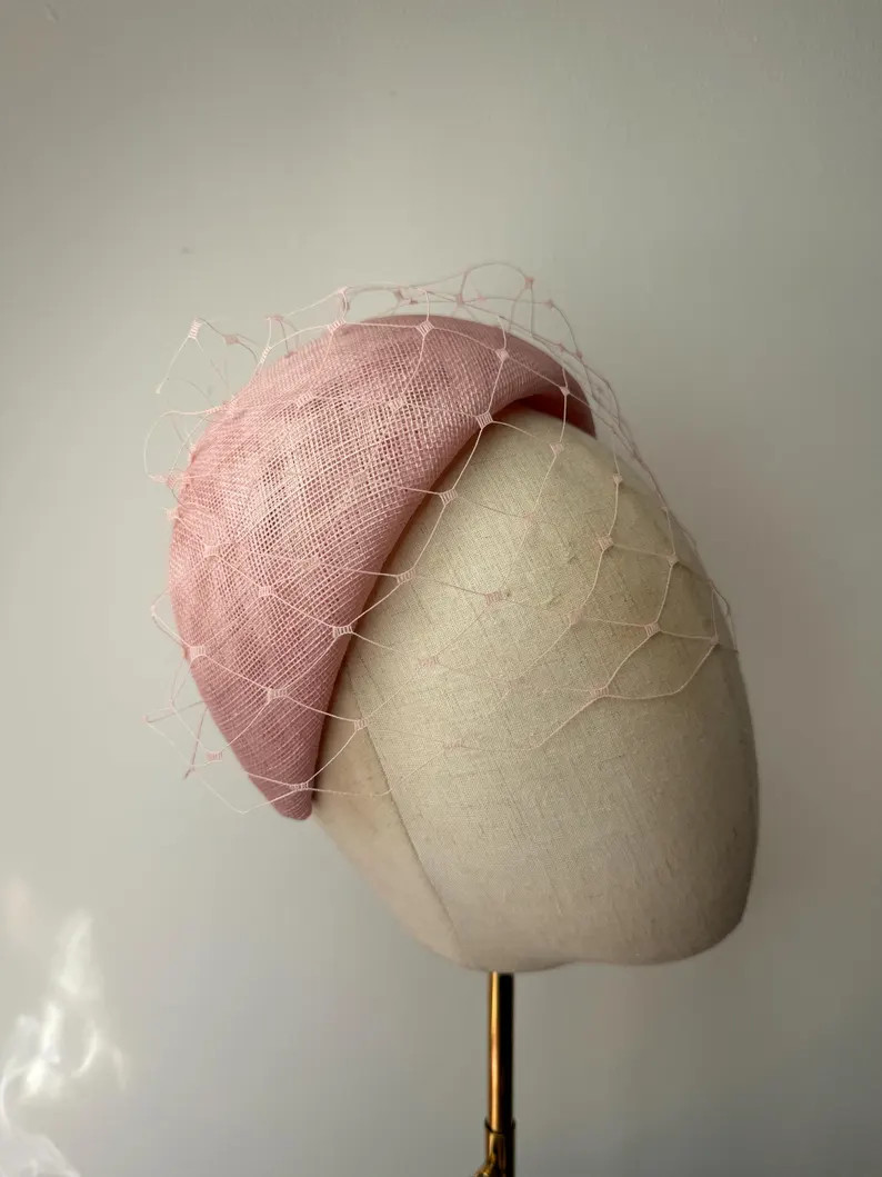 Pale Pink Sinamay Halo Veil Headband, Ascot Wedding Races KittyMay.online | Etsy (Global)