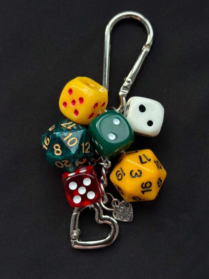 1pc Unisex Handmade Fate Dice Keychain Personality Subculture Y2K Accessory Contrast Color Bag Ha... | SHEIN