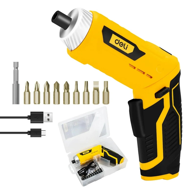 Deli 11pcs 3.6V USB Small Power Electric Screwdriver Set, Cordless & Rechargeable with Driver Bit... | Walmart (US)