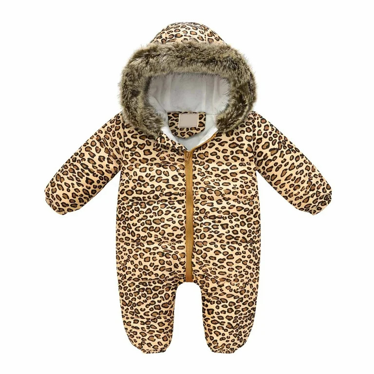 Winter Down Jumpsuit for Infant Baby Hooded Windproof Puffer Romper Long Sleeve Print Warm Plush ... | Walmart (US)