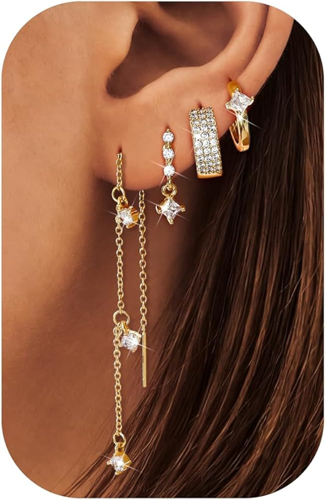 LOYALLOOK 14K Gold Plated Earrings for Women Hypoallergenic - Surgical Stainless Steel Stud Hoop ... | Amazon (US)