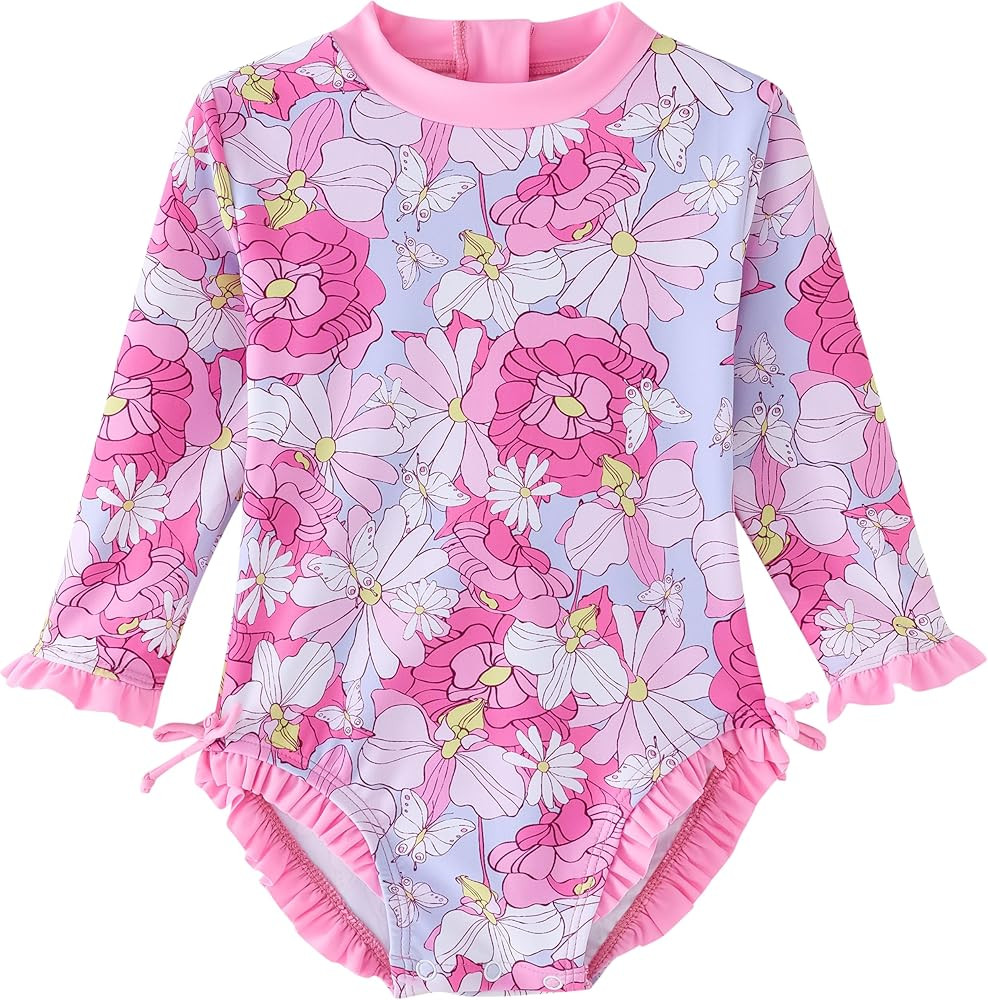 UMELOK Baby Girl Swimsuit Infant Rashguard Swimwear One Piece UPF 50+ Sun Protection Rash Guard B... | Amazon (US)