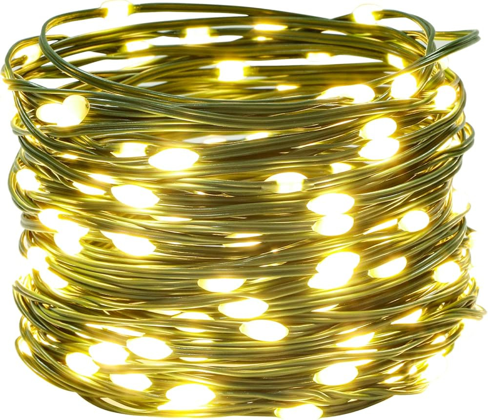 HaaChill 49 ft 150 LED Decorative String Lights， Warmwhite USB Plug in Fairy Lights Green Wire ... | Amazon (US)