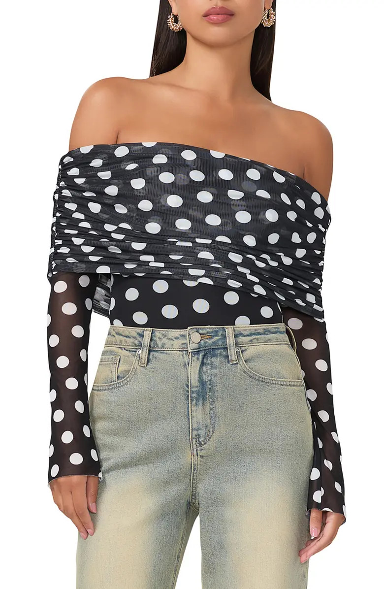 Maxine Polka Dot Off the Shoulder Bodysuit | Nordstrom
