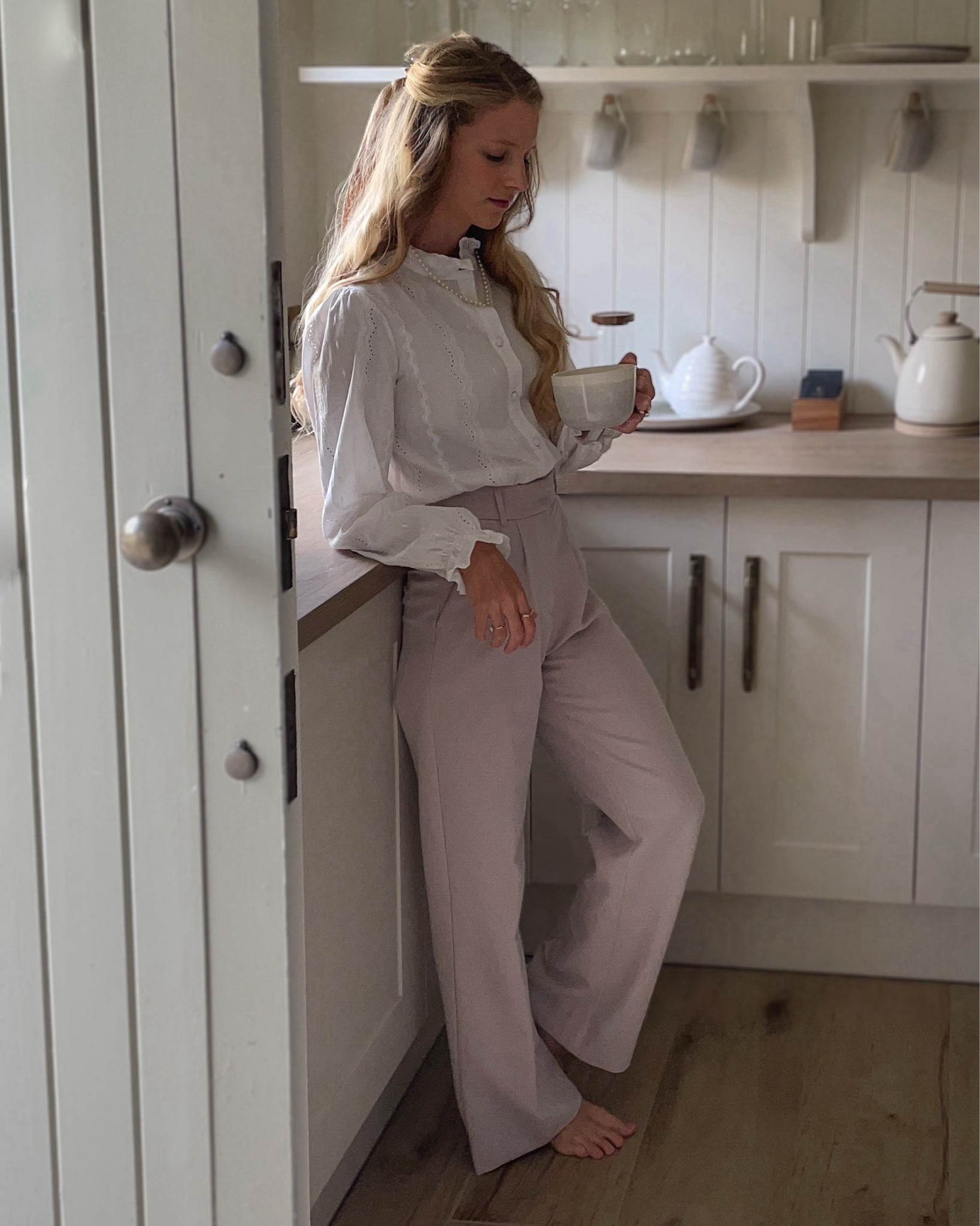Trouser pants & button top makes the perfect classic outfit — pair tan/cream trousers with a white button down (I love the embroidered one from Sézane- they add texture and a little femininity to an outfit). Tie a silk scarf around your hair or neck for a little extra fun. Keep it casual or dress it up.

Travel outfit, spring outfit, summer outfit, Embroidered shirt, cotton shirt, feminine style, cottage core, cream pants, wide leg pants, travel style, summer outfit, Europe outfit,
classic style, what to pack for Europe, European summer, cottage, old money, neutral outfit, classy, timeless

#LTKFindsUnder100 #LTKTravel #LTKStyleTip