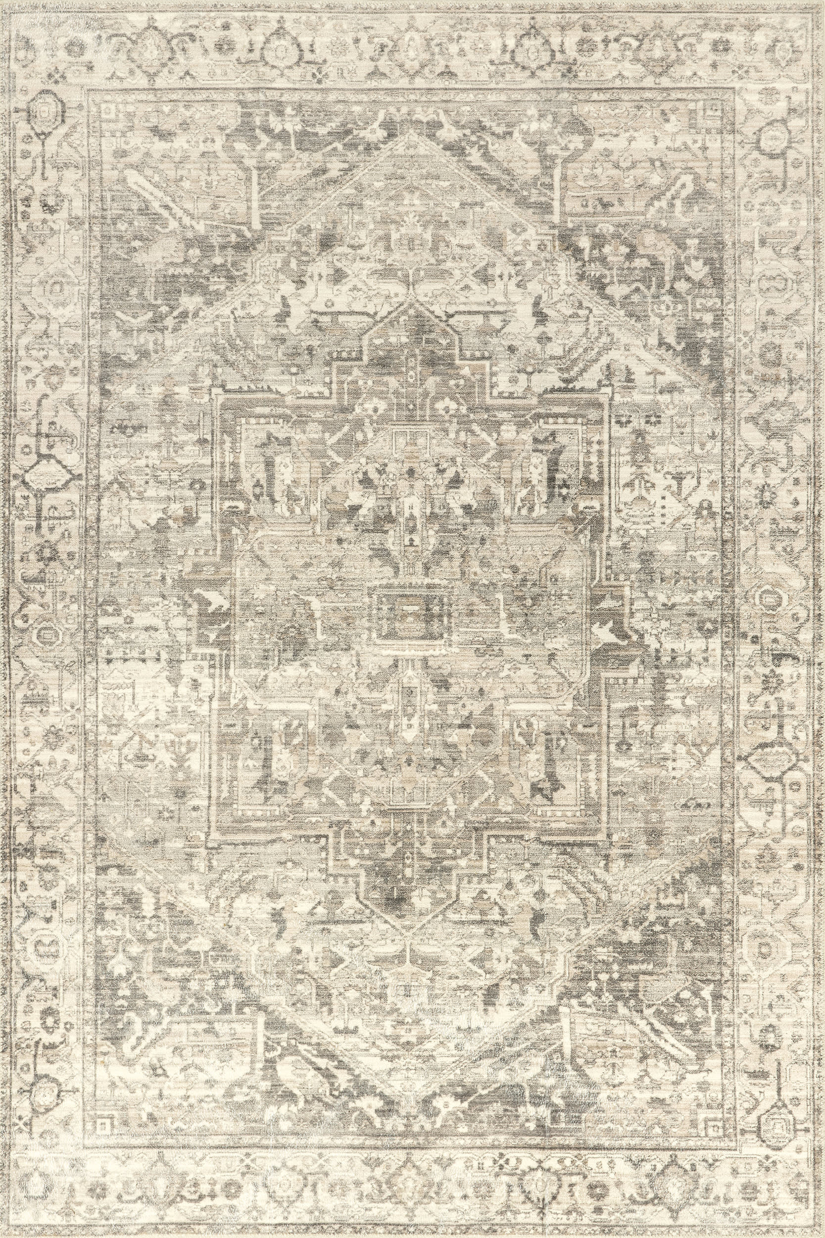Atrium Medallion Washable Rug | Grey | Rugs USA