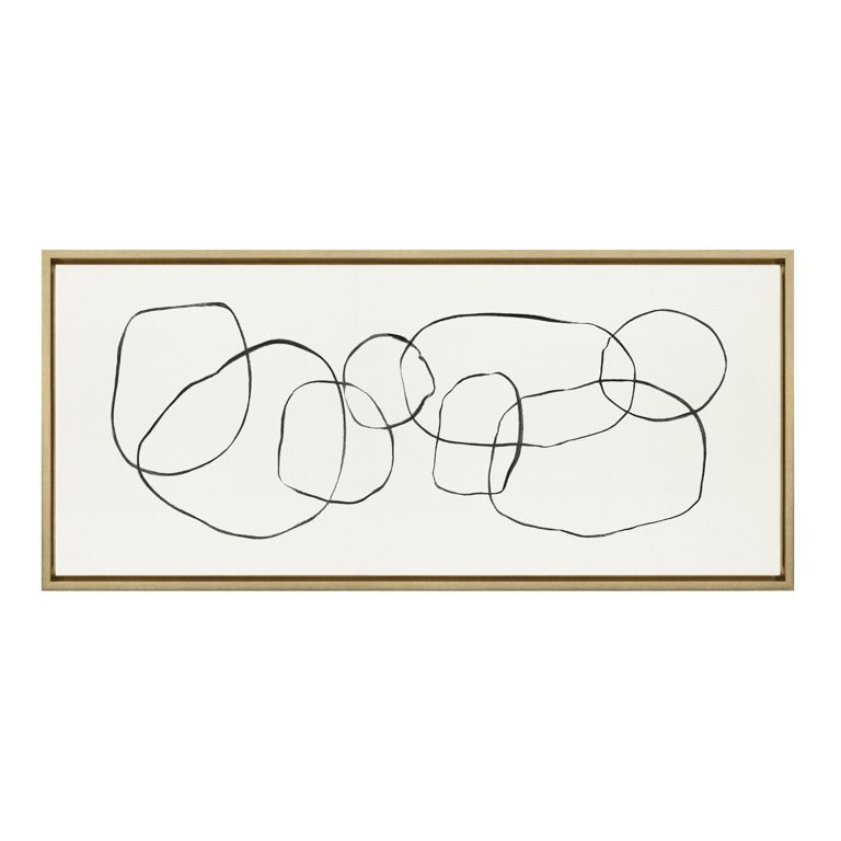 Kate and Laurel Sylvie Dancing Circles Framed Linen Textured Canvas Wall Art by Teju Reval of Sna... | Walmart (US)