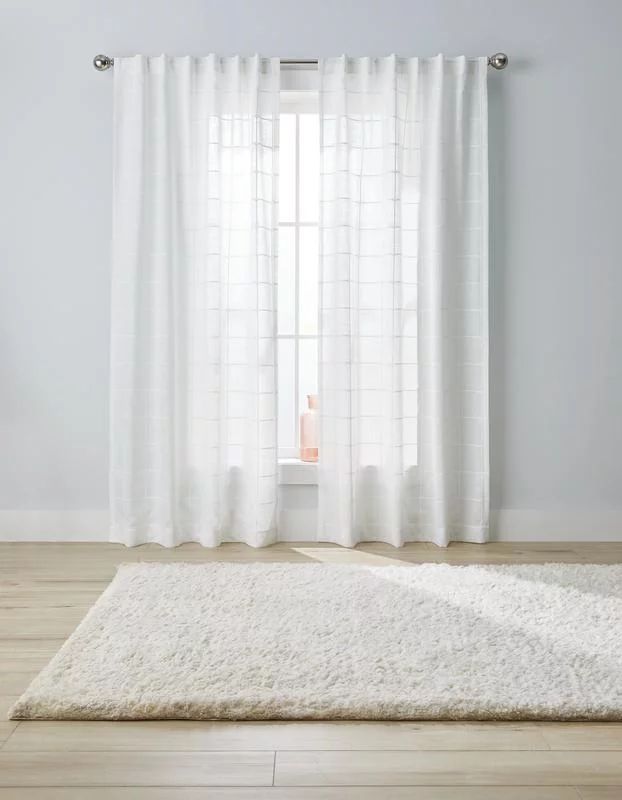 Better Homes & Gardens, Windowpane Light Filtering Curtain Panel, Arctic White, 50"x 84", 1 Piece... | Walmart (US)