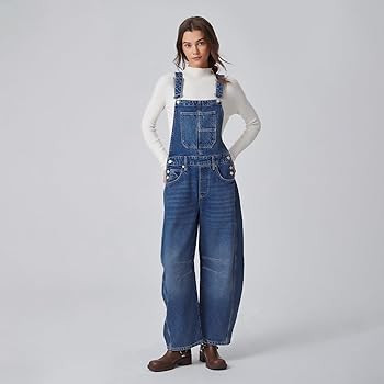 Ladyful Women's Denim Overall Casual Straight Wide Leg Bib Jeans Overall Adjustable Straps Denim ... | Amazon (US)