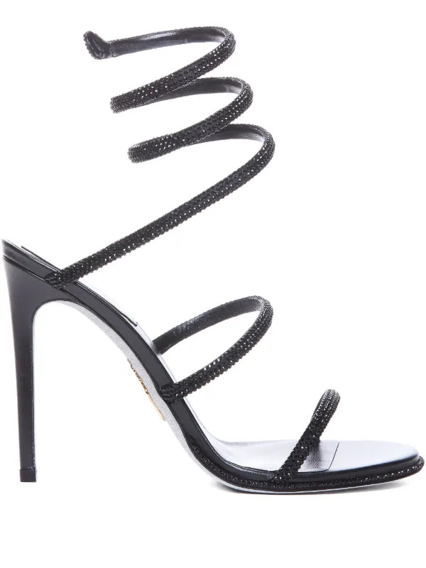 René Caovilla 105mm Leather Sandals | Black | FARFETCH | Farfetch Global