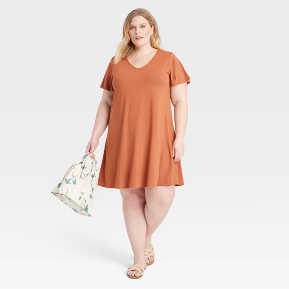 Women's Plus Size Flutter Sleeve Knit Dress - Ava & Viv™ | Target