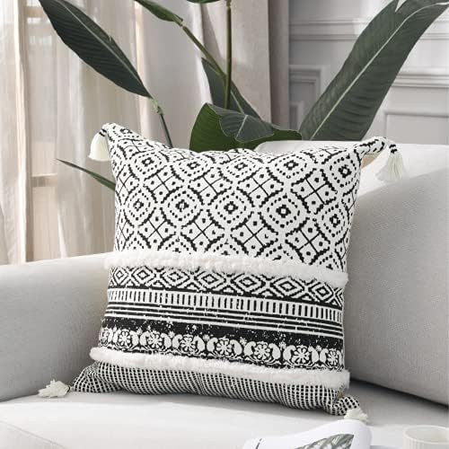 blue page Boho Tufted Decorative Throw Pillow Covers for Couch Sofa - Modern Moroccan Pillow Case wi | Amazon (US)