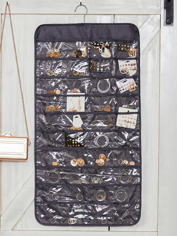 SHEIN BASIC LIVING Exclusive Recycled Hanging Jewelry Organizer 80pockets Dual Sides
   
      SK... | SHEIN