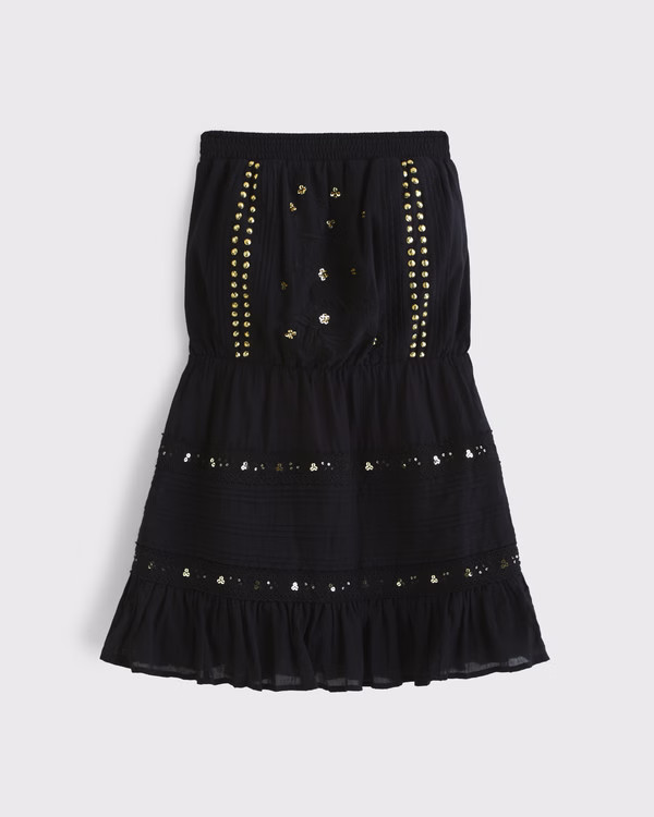 Strapless Easy Waist Embellished Mini Dress | Abercrombie & Fitch (US)