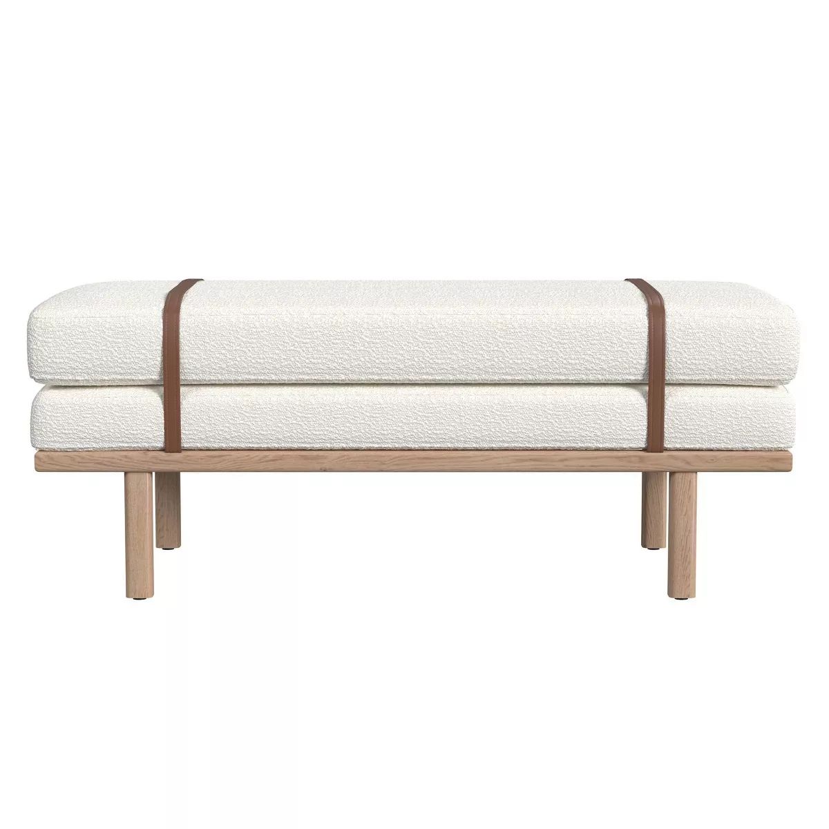 Upholstered Bench Cream Boucle with Base - HomePop | Target