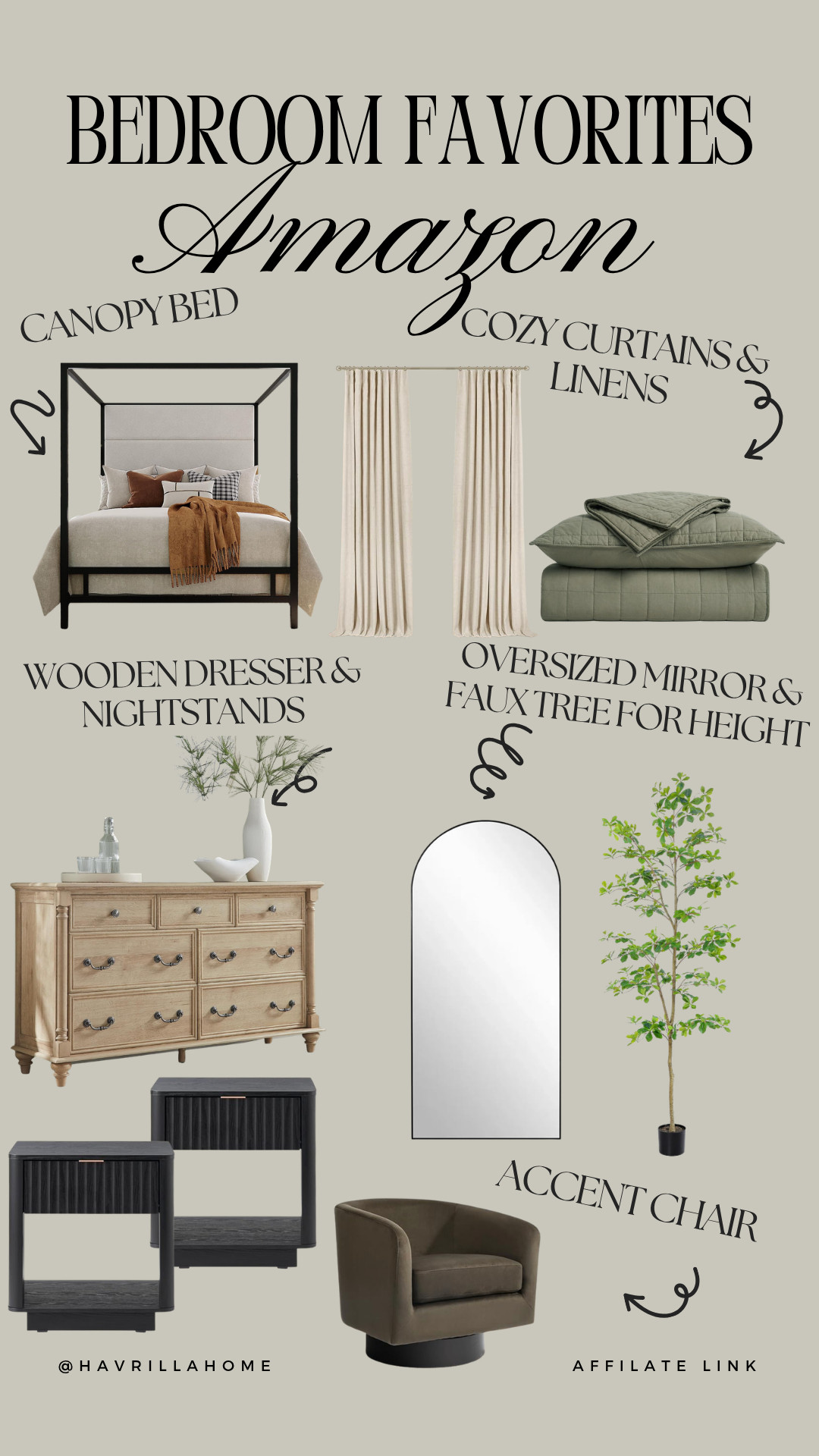 Bedroom favorites amazon, canopy bed frame, cozy bedding amazon, neutral bedroom decor, bedroom furniture finds, wooden dresser and nightstands, oversized mirror decor, faux tree indoor decor, accent chair bedroom, layered bedroom look, warm neutral home, bedroom styling ideas, amazon bedroom must haves, organic modern bedroom, havrillahome finds 

 

#LTKHome #LTKSaleAlert