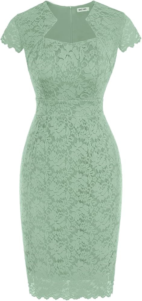 GRACE KARIN Cocktail Dress for Women Cap Sleeve Lace Dress for Wedding Guest Business Casual Dres... | Amazon (US)