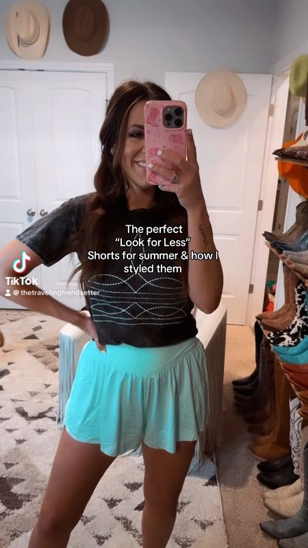 Look for less shorts, athletic shorts with built-in biker shorts, summer outfit, casual outfit, travel, outfit, Western casual out

#LTKTravel #LTKFindsUnder50 #LTKVideo