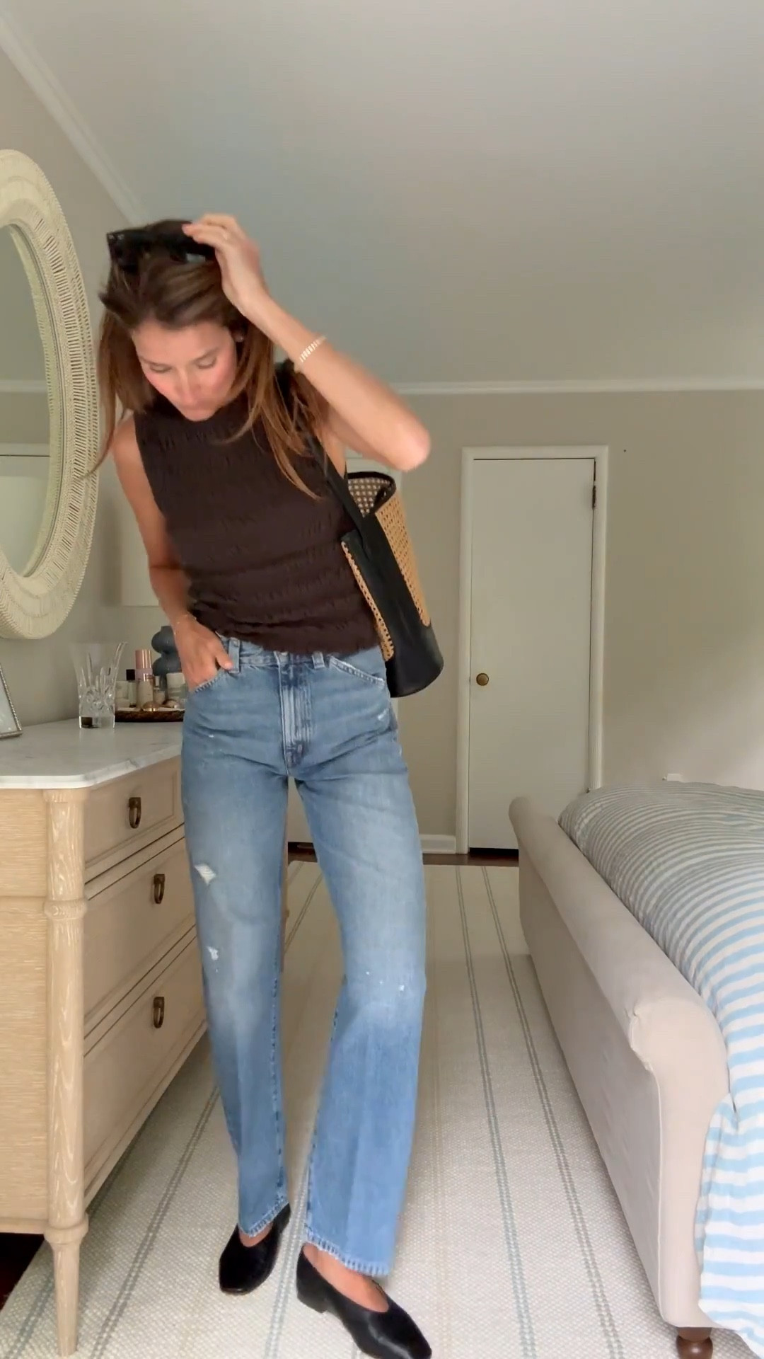 Jeans and a cute top will always be my formula 🙌 The slouchy barrel leg on these is so good, and the smocked tank is such a fun alternative to our favorite tees. The cinching makes it so easy to wear with everything! No need to tuck or style, it’s just perfect as soon as you throw it on. Comes in a couple of other great colors, too. I got a small.  

Sizing notes — 
Jeans: wearing a size 25 (tts)
Top: wearing a size small (tts) 
jeans: run tts, in a 7

#madewellpartner, #ad, #madewell, @madewell #liketkit @shop.ltk 