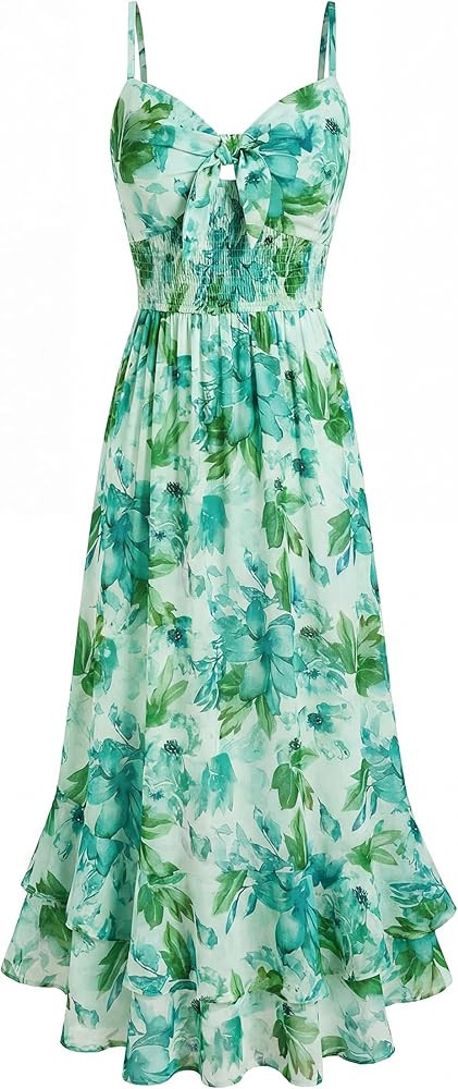 GRACE KARIN Womens Maxi Floral Sundresses Summer Beach Boho Dress Spaghetti Strap Dresses Casual ... | Amazon (US)