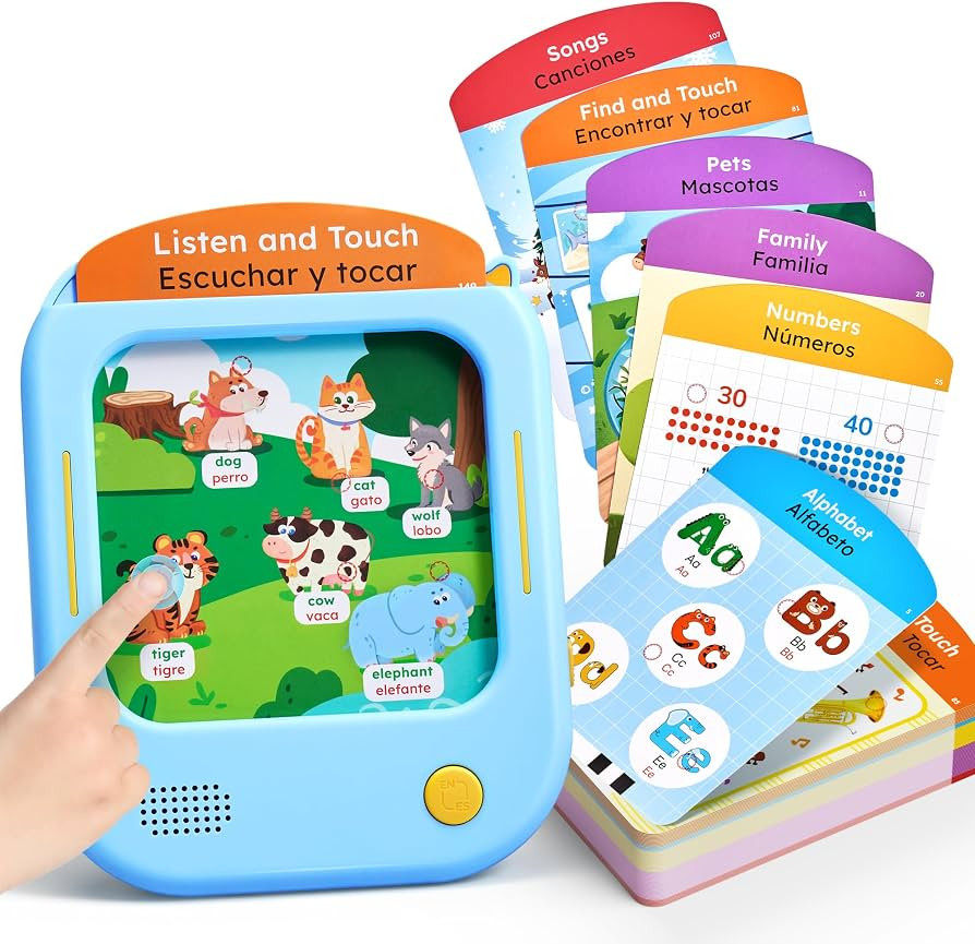 JoyCat Bilingual Kids Learning Tablet, 106 Pages Spanish & English Talking Cards with 20 Interact... | Amazon (US)